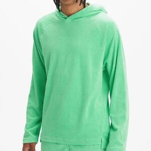 Fabletics Hoodie M - The Island Terry Green Lightweight Butter Soft Pullover NWT